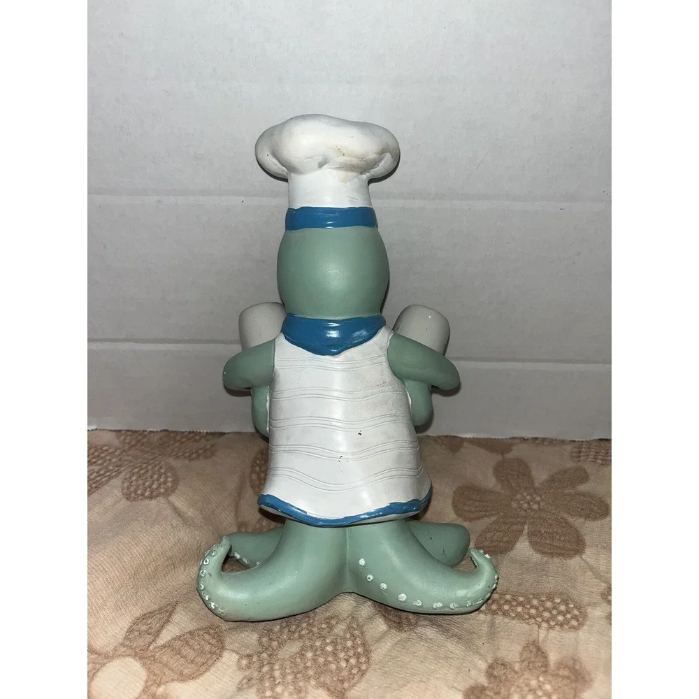 Octopus Chef Salt and Pepper Holder, Beach Ocean Decor sea green‎ nautical
